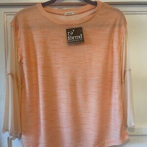 re' formd Clothing NWT Top Women's Size XS Flowy 3/4 Sleeves Peach Casual
